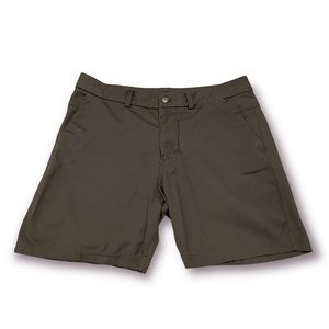 Lululemon Shorts Mens ABC Commission Stretch Olive Green Flat Front Golf Size 34